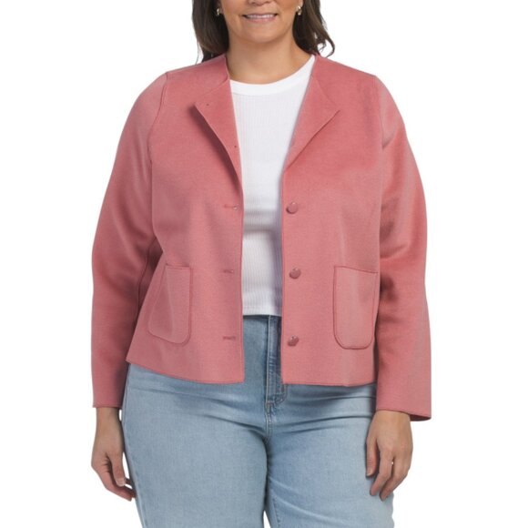 BAGATELLE COLLECTION Rosewood Plus Textured Knit Jacket With Pockets